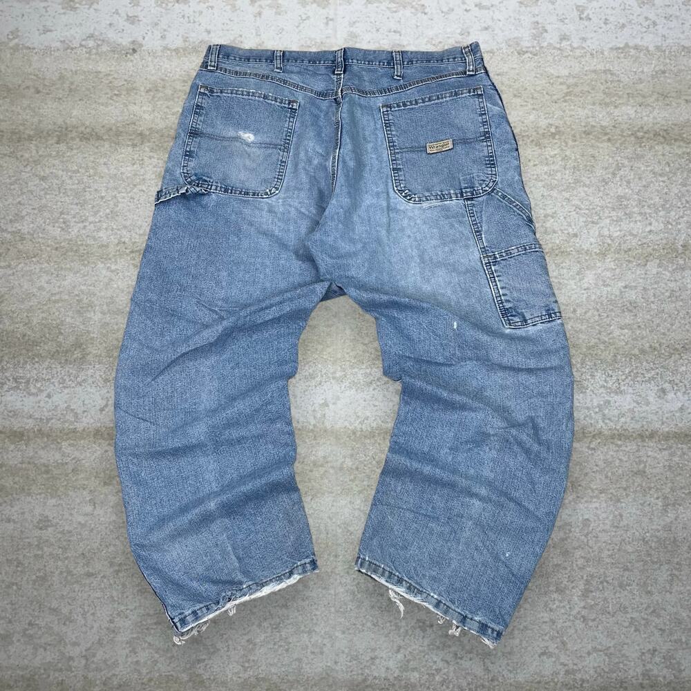 Vintage Y2K Wrangler Carpenter Jeans 38x29 Baggy Fit Light Wash Work Denim
